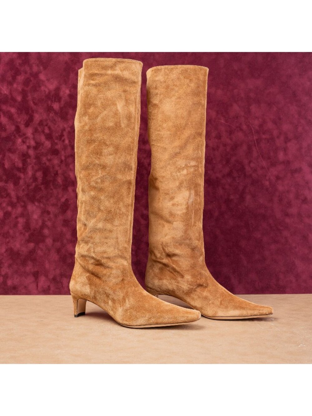 Staud Women Wally Tall Brown Suede Leather Dressy Western Boots sz 12 EUR42